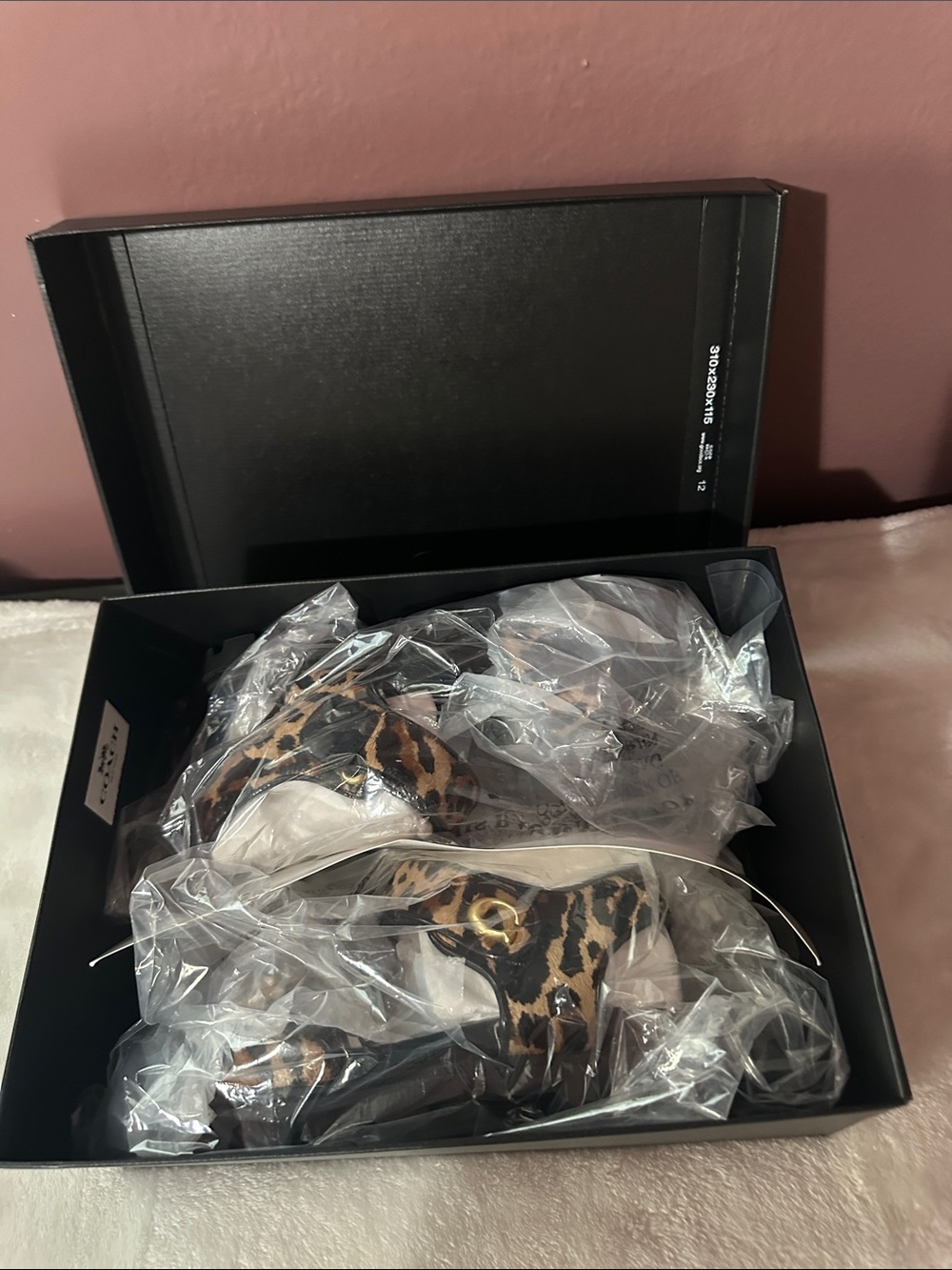 Coach Leopard-Print Slide Sandals in Black and Tan - Picture 10 of 13